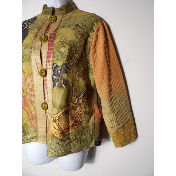 Flashback Cardigan Blazer Small Artsy Patchwork Quilted Peasant Vtg - Picture 4 of 14